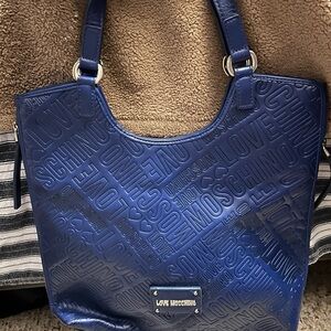 Love Moschino Navy Embossed Tote